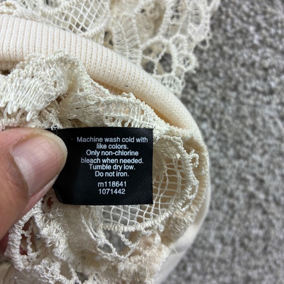 Lane Bryant Cream Lace Overlay Long Sleeve Top Women Plus Size 22/24 Casual Boho - Picture 7 of 9